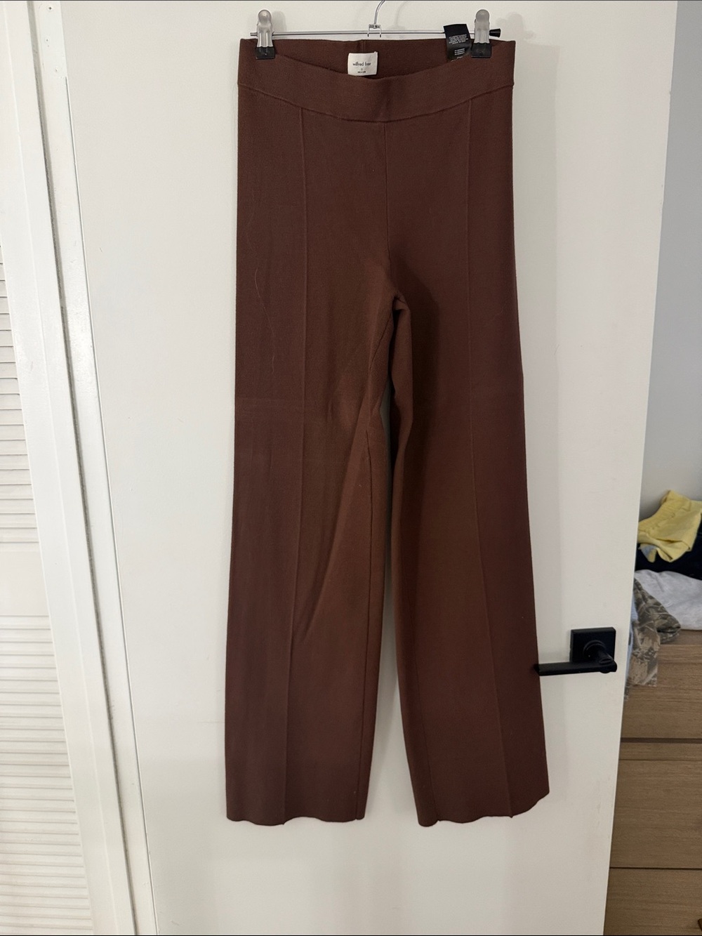 Aritzia Chocolate Brown Wide-Leg Ponte Trousers